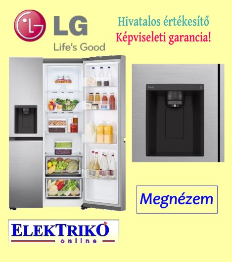  LG GSLV70PZTM Side by Side hűtőszekrény, DoorCooling TM és ThinQ TM technológia, 635L kapacitás